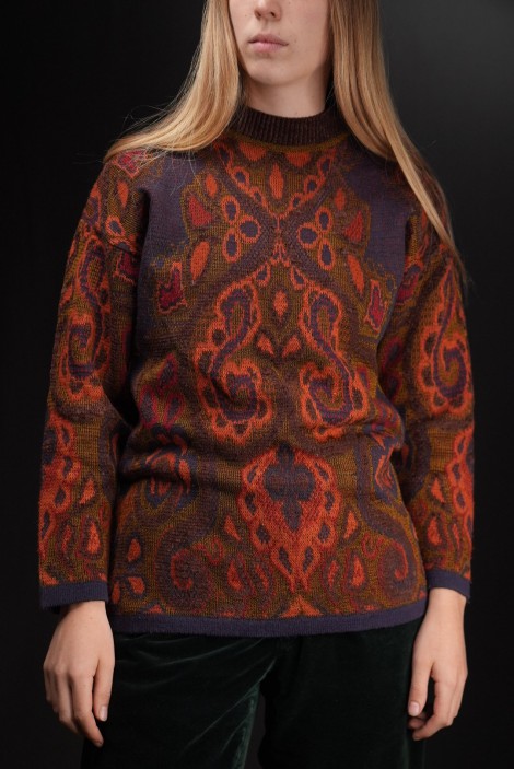 Paisley Jacquard Wool Knit Sweater