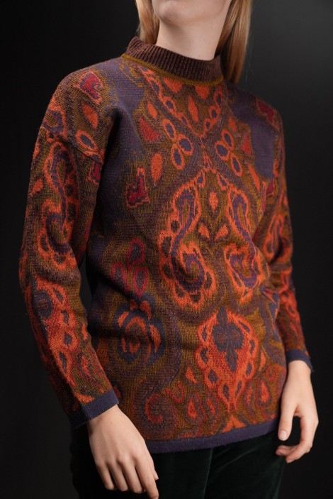 Paisley Jacquard Wool Knit Sweater