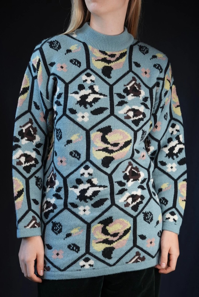 Geometric Hexagon Jacquard Wool Knit Sweater