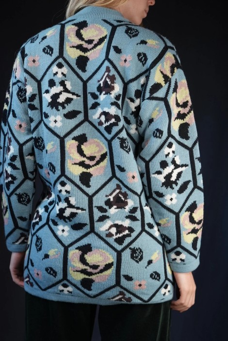 Geometric Hexagon Jacquard Wool Knit Sweater