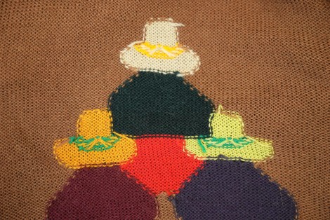 Whimsical Figure Intarsia Wool Knit Sweater