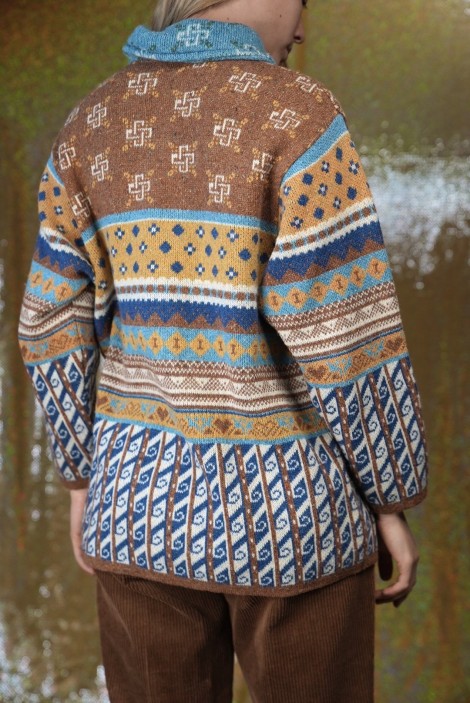 Vintage Fair Isle Jacquard Wool Cardigan Coat