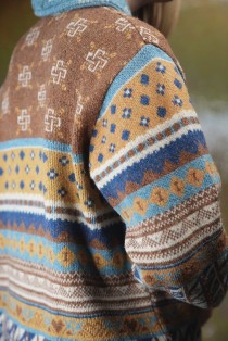 Vintage Fair Isle Jacquard Wool Cardigan Coat