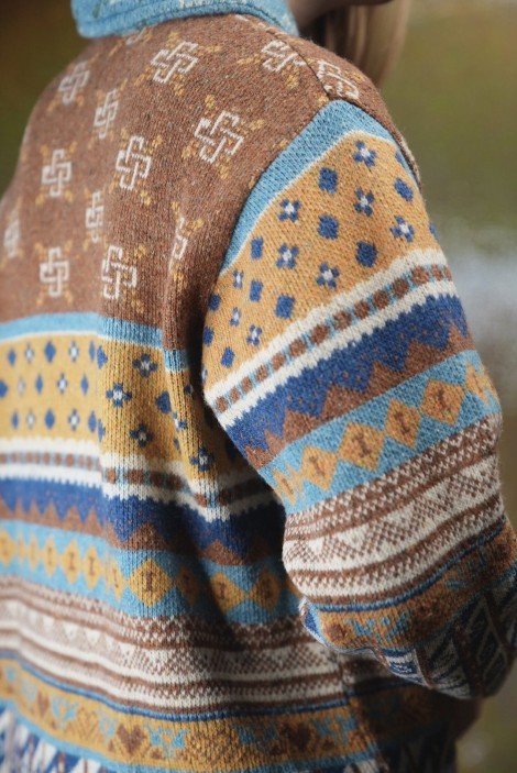 Vintage Fair Isle Jacquard Wool Cardigan Coat