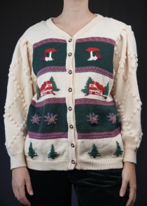 Holiday Scenic Jacquard Wool Cardigan
