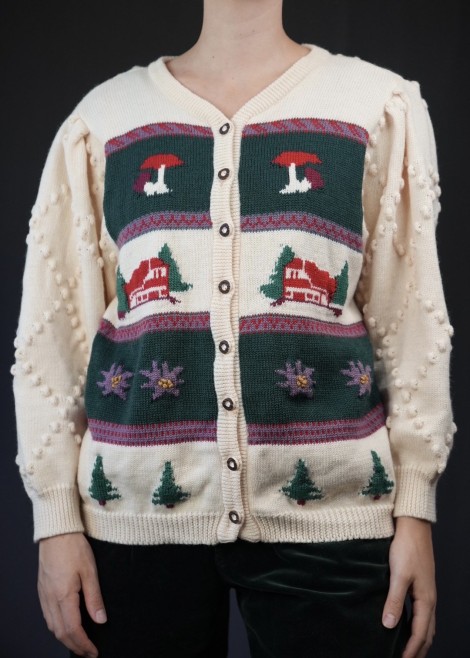 Holiday Scenic Jacquard Wool Cardigan