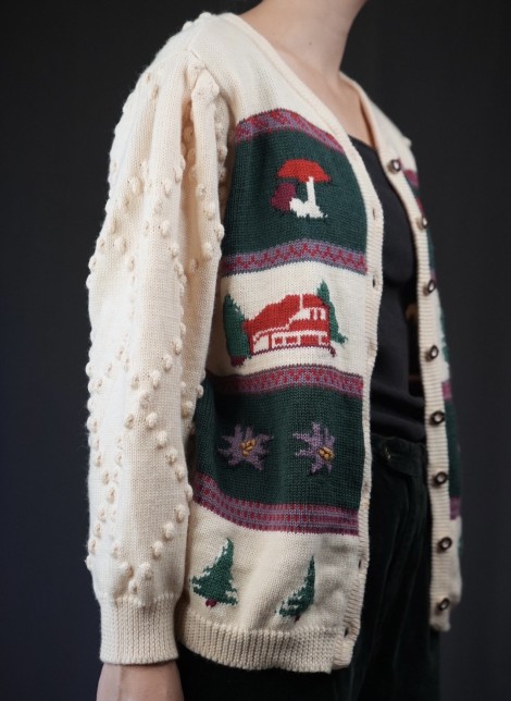 Holiday Scenic Jacquard Wool Cardigan