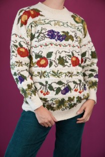 Floral Garden Jacquard Wool Knit Sweater
