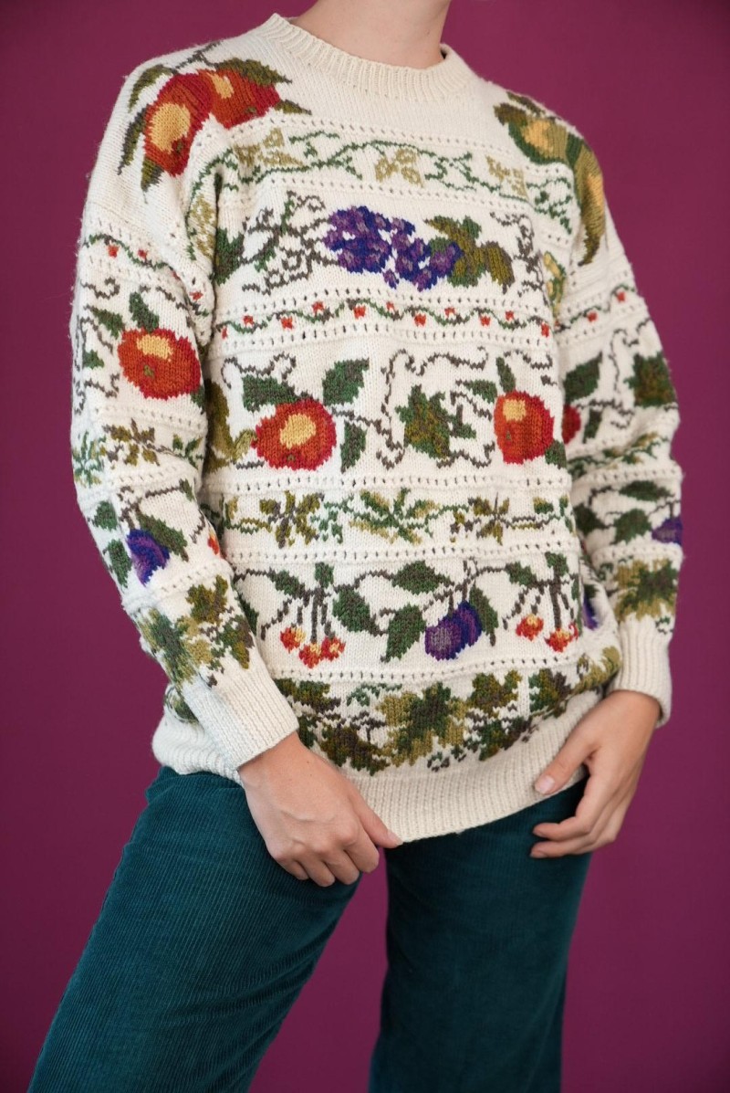 Floral Garden Jacquard Wool Knit Sweater