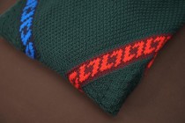 Textured Wool Knit Sweater with Contrast Wave Stripes