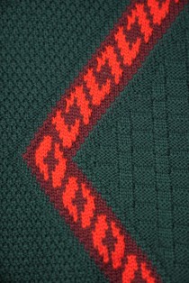 Textured Wool Knit Sweater with Contrast Wave Stripes