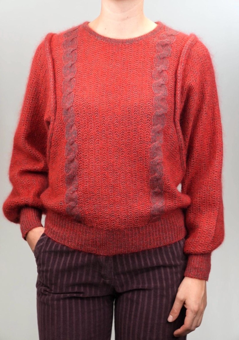 Cable Detail Wool Knit Sweater