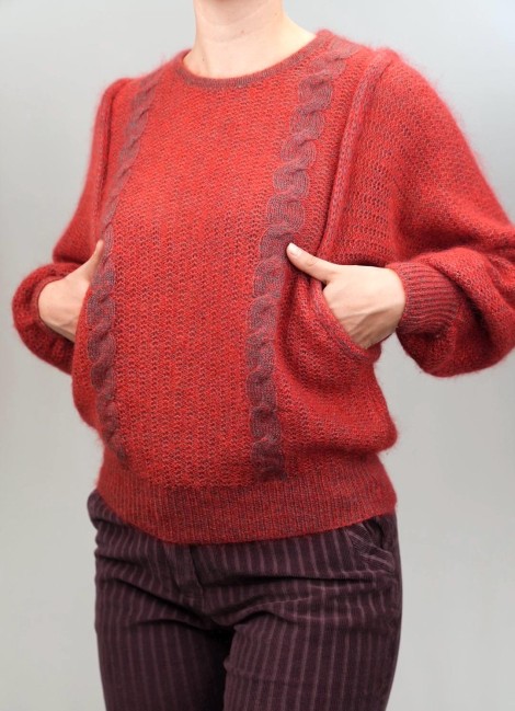 Cable Detail Wool Knit Sweater