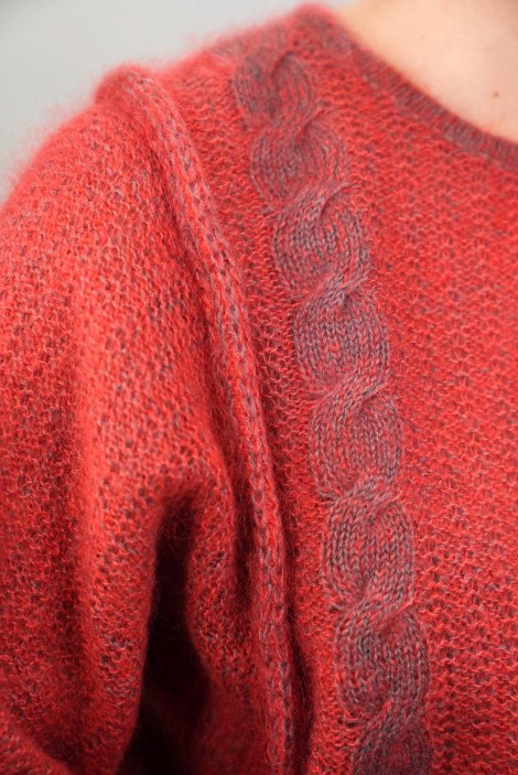 Cable Detail Wool Knit Sweater