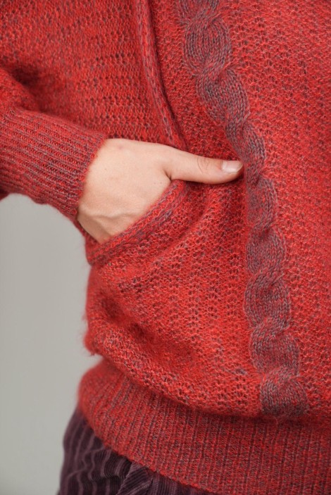 Cable Detail Wool Knit Sweater
