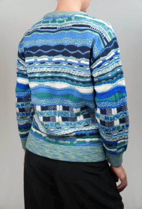 Ocean Stripe Jacquard Wool Knit Sweater