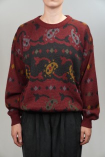 Vintage Motif Jacquard Wool Knit Sweater