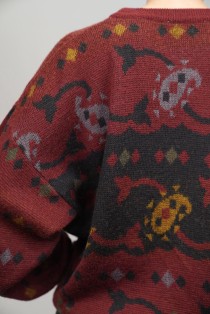 Vintage Motif Jacquard Wool Knit Sweater