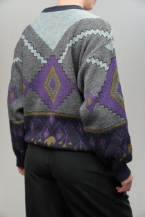Geometric Diamond Jacquard Wool Knit Sweater