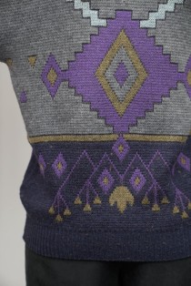 Geometric Diamond Jacquard Wool Knit Sweater