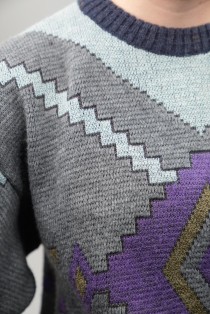 Geometric Diamond Jacquard Wool Knit Sweater