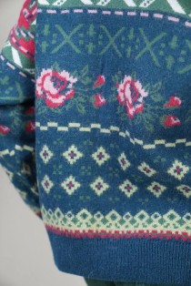 Floral Fair Isle Jacquard Wool Knit Sweater