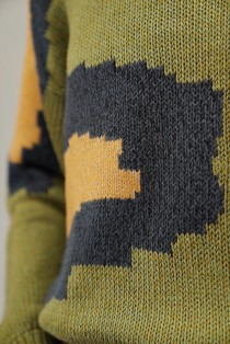 Abstract Color-Block Wool Knit Sweater