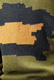 Abstract Color-Block Wool Knit Sweater