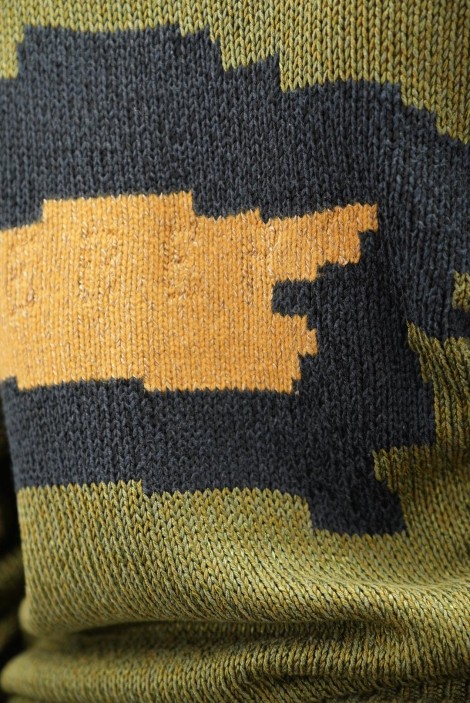 Abstract Color-Block Wool Knit Sweater