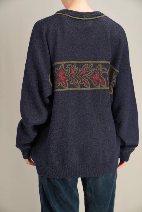 Vintage Border Jacquard Wool Knit Sweater