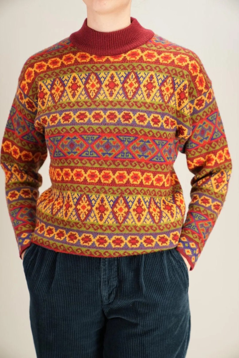 Nordic Fair Isle Jacquard Wool Turtleneck Sweater