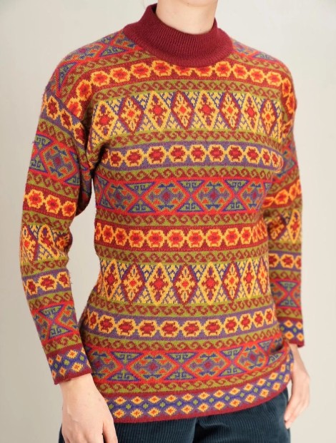 Nordic Fair Isle Jacquard Wool Turtleneck Sweater