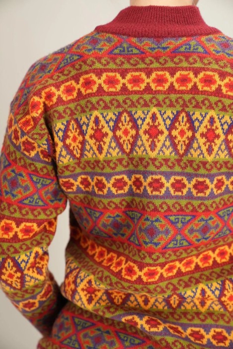 Nordic Fair Isle Jacquard Wool Turtleneck Sweater