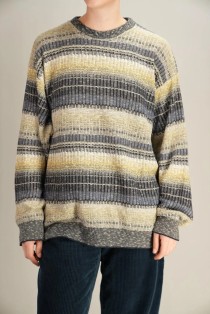 Textured Stripe Wool Knit Sweater