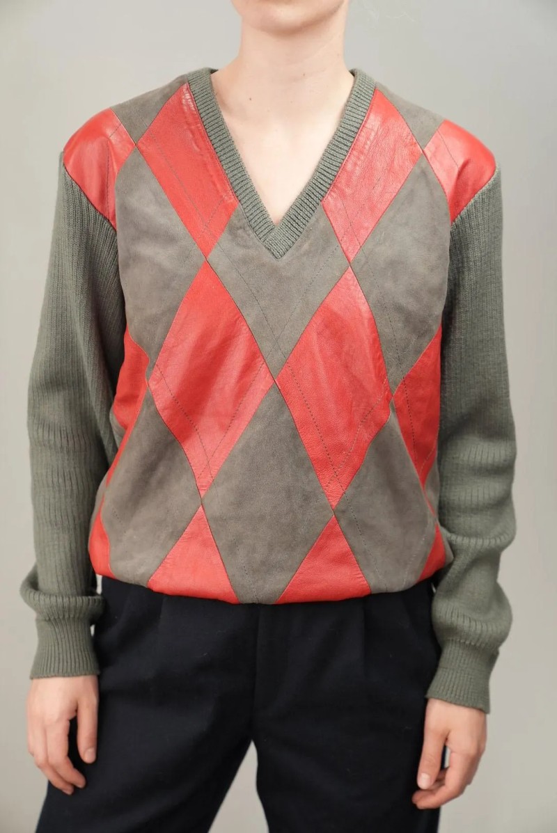 Argyle V-Neck Wool Knit Sweater Vest