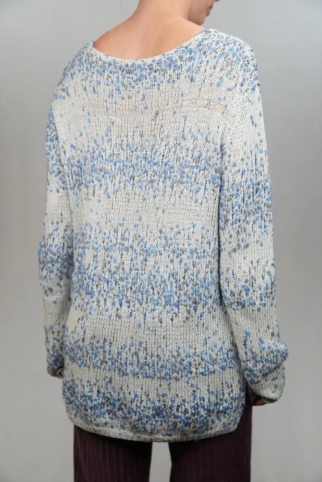 Speckled Tie-Neck Wool Knit Tunic Sweater