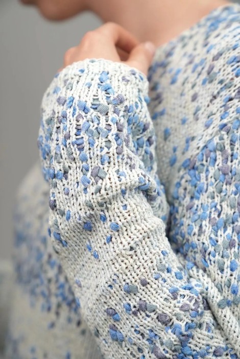 Speckled Tie-Neck Wool Knit Tunic Sweater