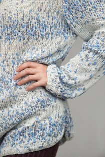 Speckled Tie-Neck Wool Knit Tunic Sweater