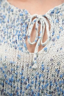 Speckled Tie-Neck Wool Knit Tunic Sweater