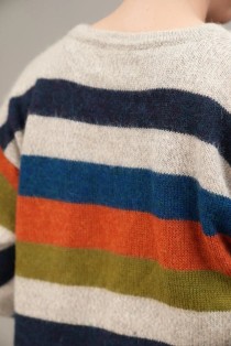 Multicolor Stripe V-Neck Wool Knit Sweater