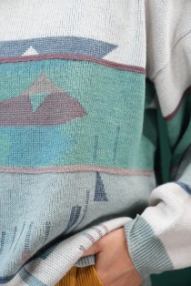 Pastel Abstract Landscape Wool Knit Sweater
