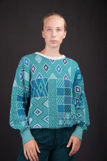 Geometric Patchwork Wool Knit Sweater