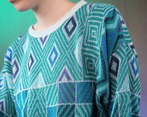 Geometric Patchwork Wool Knit Sweater