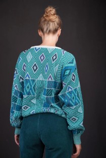 Geometric Patchwork Wool Knit Sweater