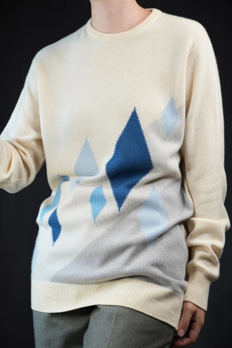 Minimal Geometric Wool Knit Sweater