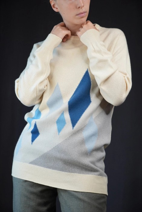 Minimal Geometric Wool Knit Sweater