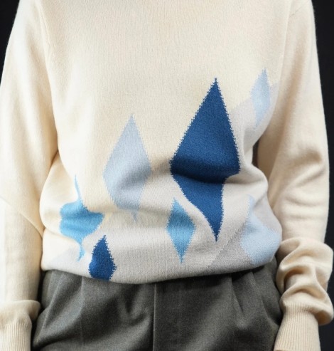 Minimal Geometric Wool Knit Sweater