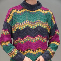 Colorful Chevron Lace Wool Knit Sweater