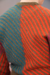 Color-Block Diagonal Stripe Wool Knit Sweater