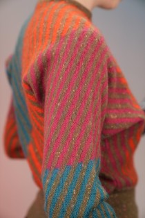 Color-Block Diagonal Stripe Wool Knit Sweater